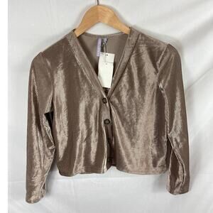 NWT Good Luck Girl Velvet Button Up Cardigan Size Large